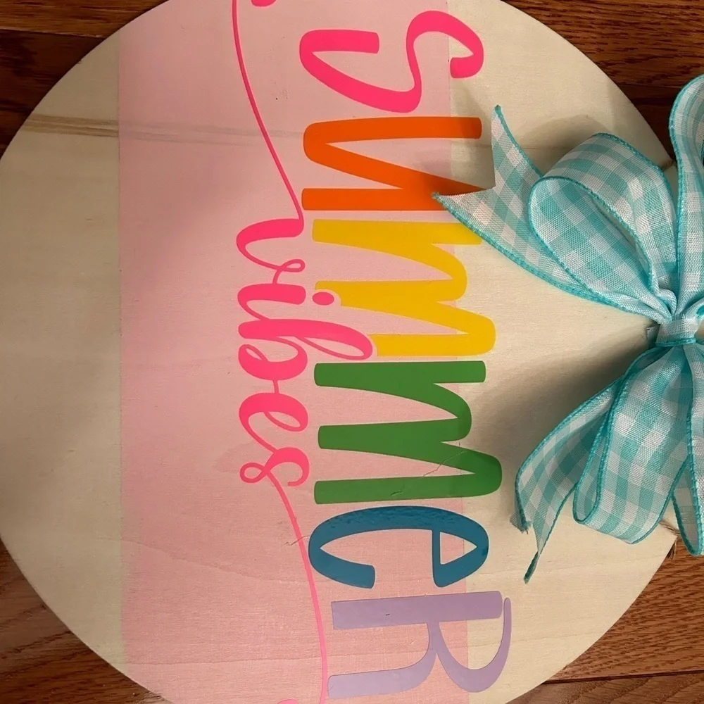Summer Vibes Wooden Sign 12x12 Round | Handmade Beach Decor